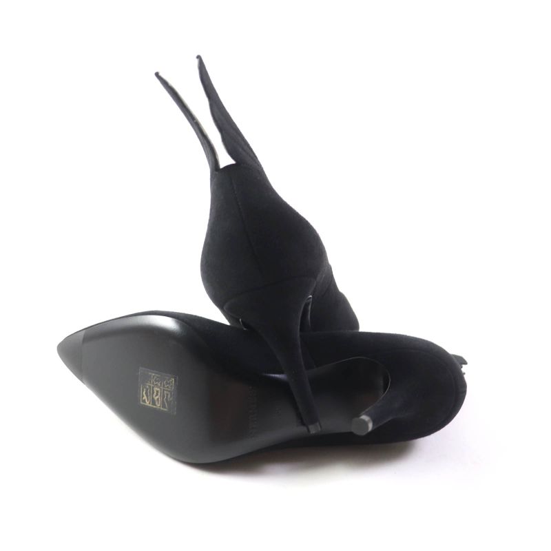 Hermes Vecteur Feather Motif Suede Leather Pumps Black 35 Storage With Bag Made