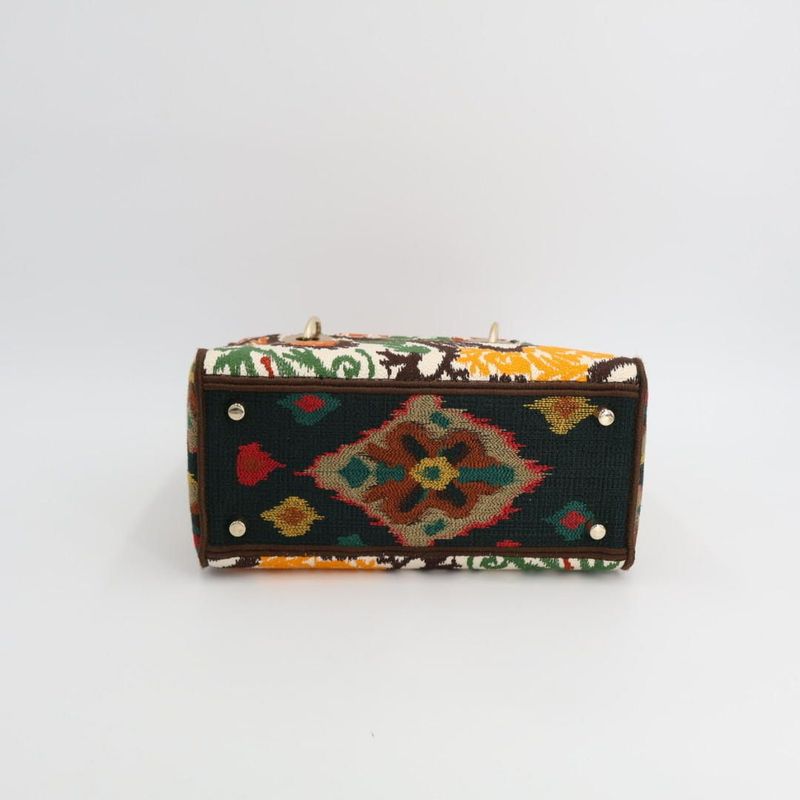 Christian DIOR Lady D-lite Medium Lady D-lite Medium Handbag Embroidered Canvas