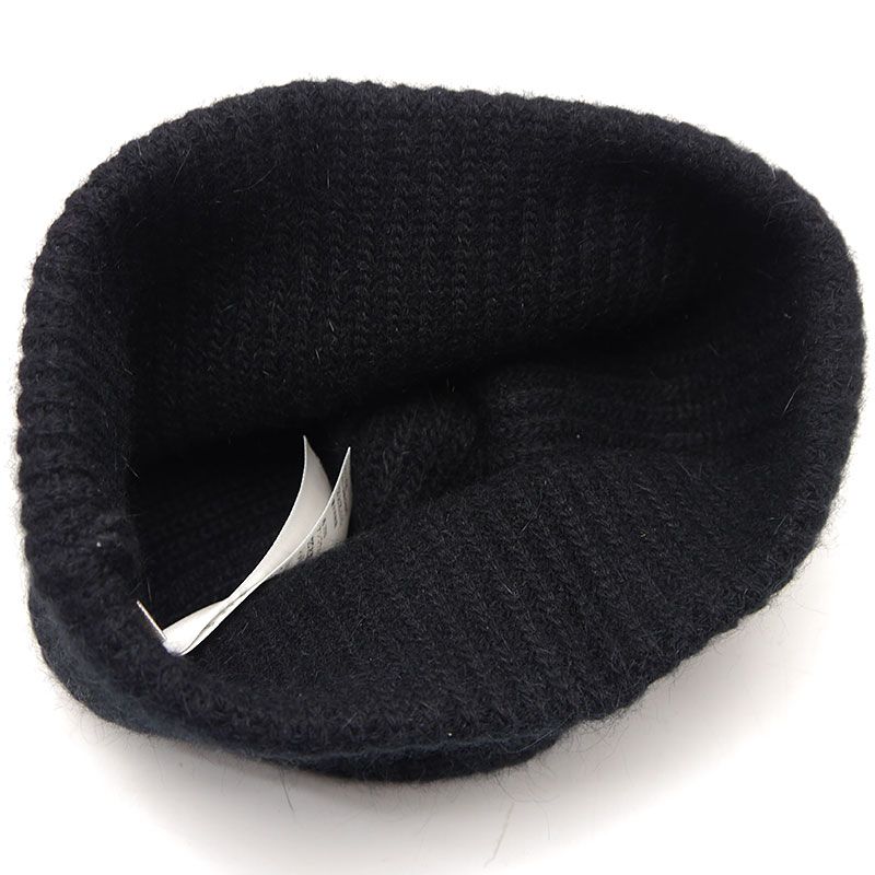 Celine Knit Cap Beanie Wool Angora Black Logo