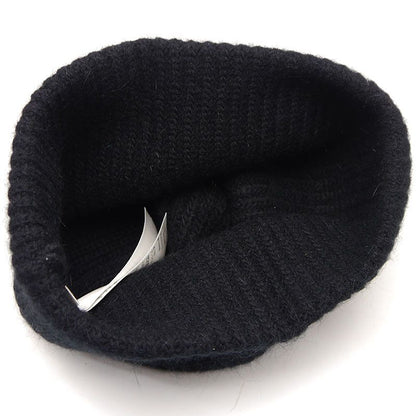 Celine Knit Cap Beanie Wool Angora Black Logo