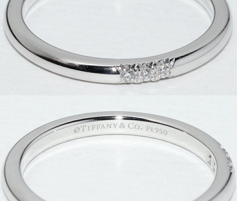 Tiffany & Co Ring Pt950 Diamond 3P (002ct) Forever Wedding Ring