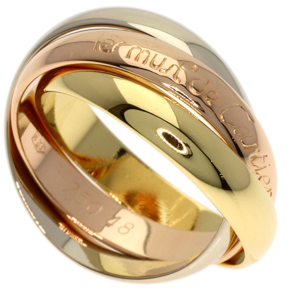 Cartier Trinity 48 Ring 18k Yellow Gold 18k White Pink
