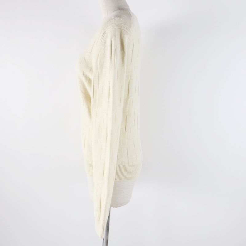 Hermes 23AW 3h2617d4 Virgin Wool H Motif Crewneck Long Sleeve Knit Ivory 36