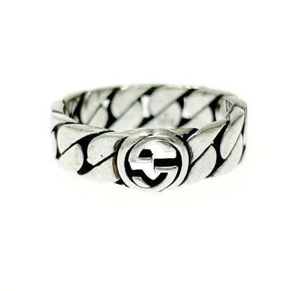 Gucci Silver Interlocking G Chain Ring 5.0 925 Engraved
