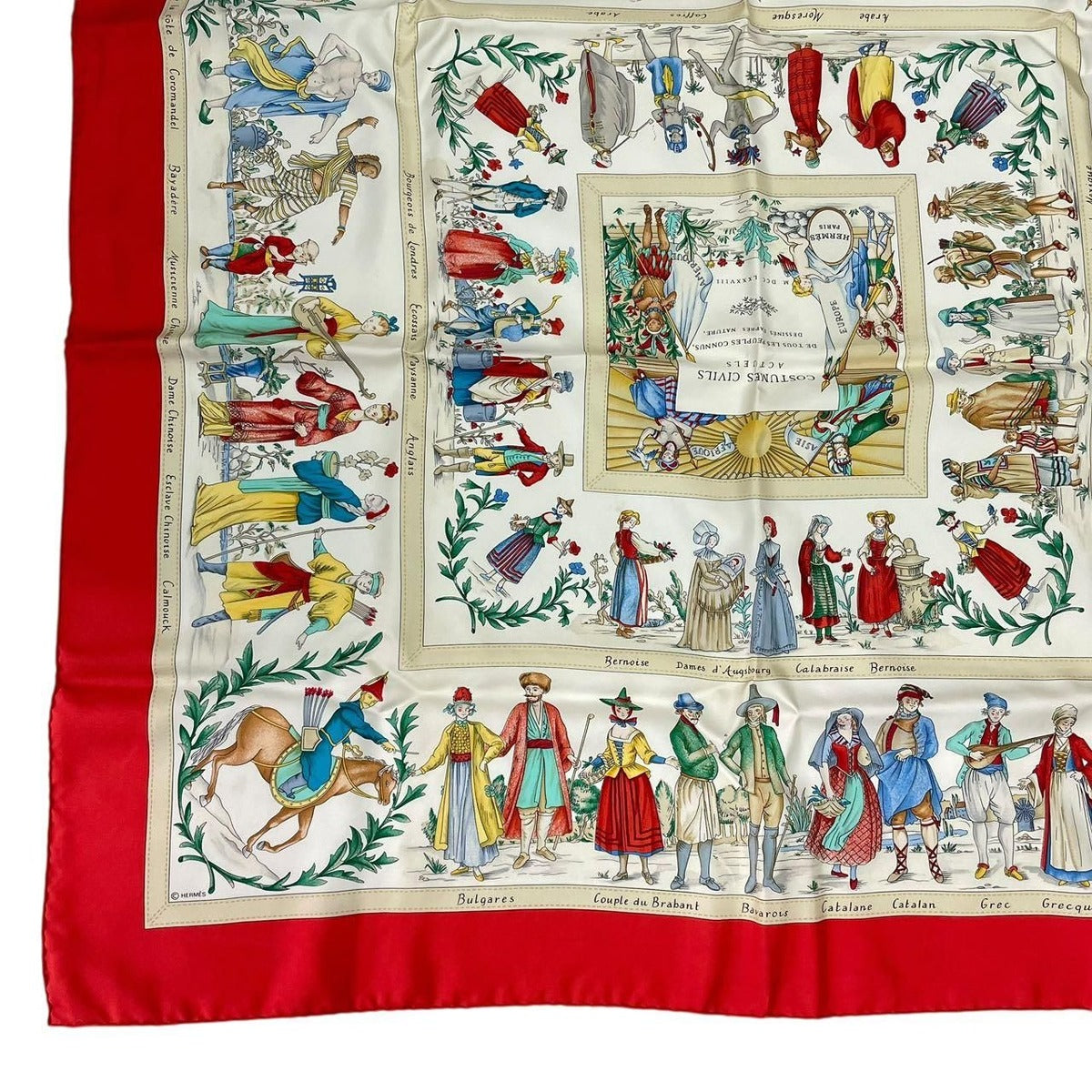Hermes Scarf Carre 90 Costumes Civils Actuels Modern Citizen Silk — view 6
