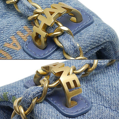 Chanel Matelasse Chain Shoulder Bag Denim Blue And Gold Hardware