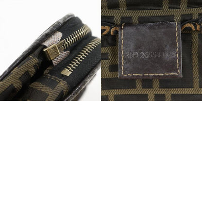 Fendi Folding Vanity Zucca Nylon Canvas Brown Women's Pouch
