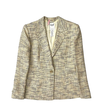 Celine Tweed Jacket Beige Excellent Condition Cleaned Size 40