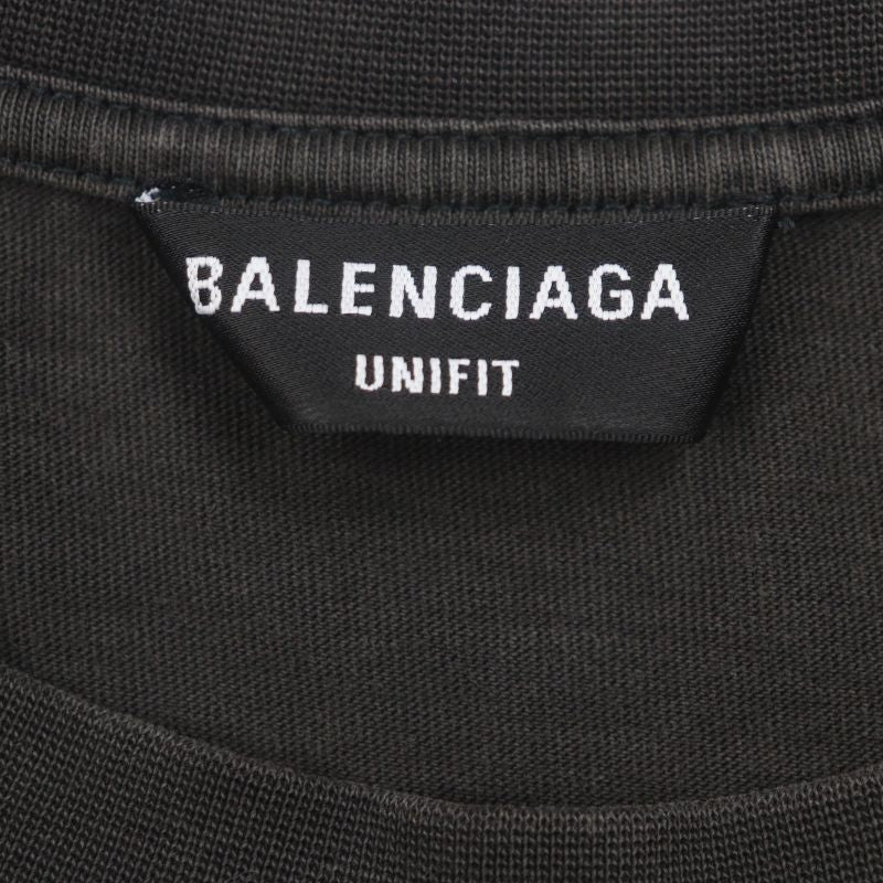 Balenciaga 675016 Unifit Turning Logo Oversized Damaged Crew Neck Short Sleeve