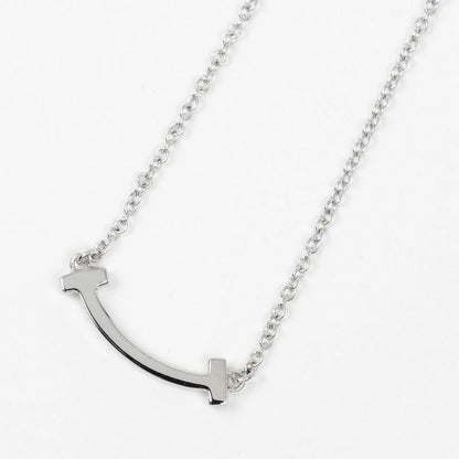 Tiffany & Co T-smile Mini 18K White Gold And Pink Sapphire Ladies 2.43g Necklace