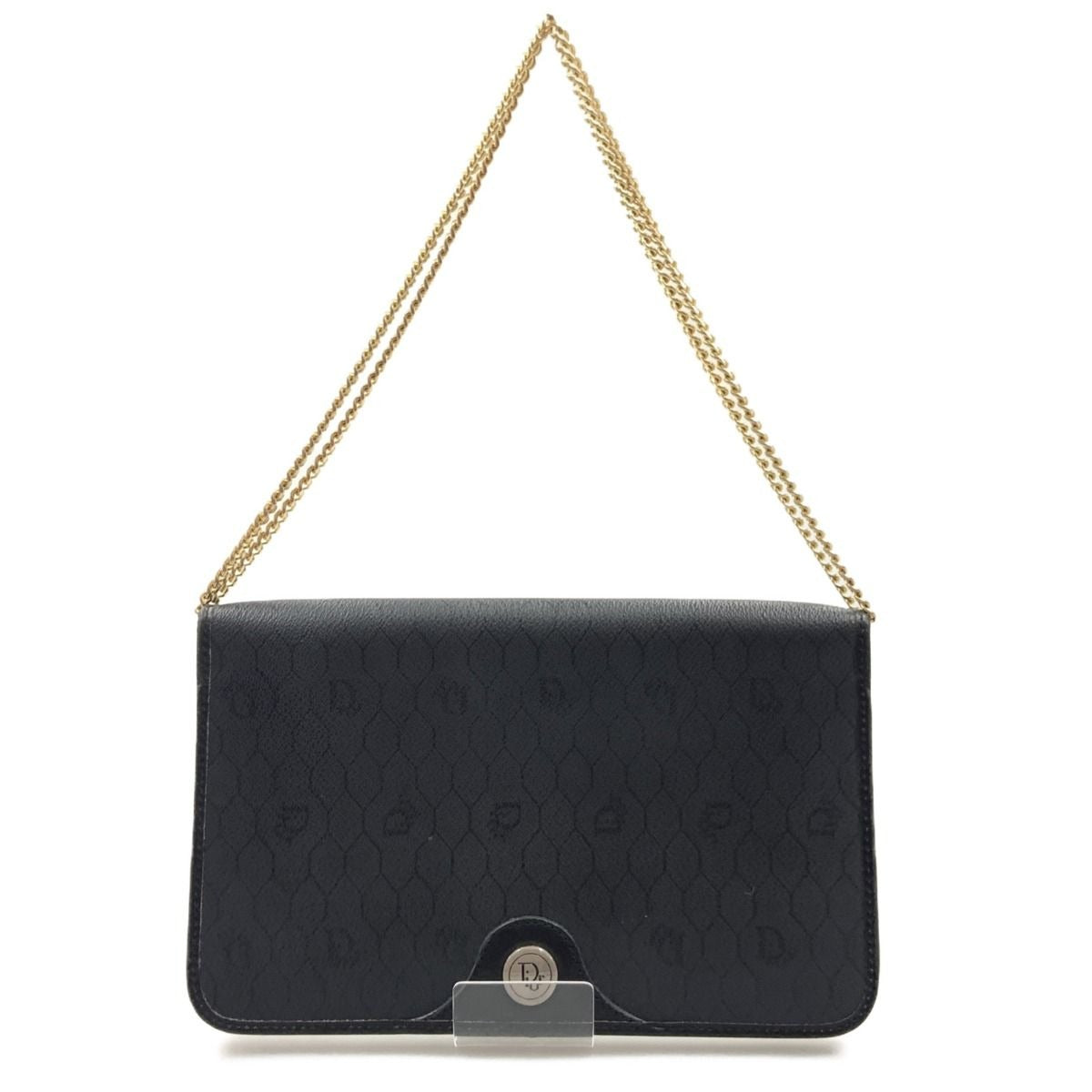 Christian Dior Honeycomb Pattern Chain Shoulder Bag Black