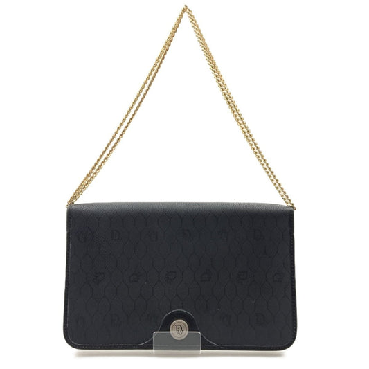 Christian Dior Honeycomb Pattern Chain Shoulder Bag Black