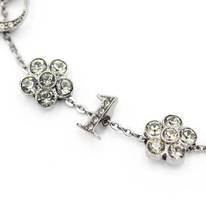 Christian DIOR Bracelet Rhinestone Flower Black Silver Color Accessories Ladies