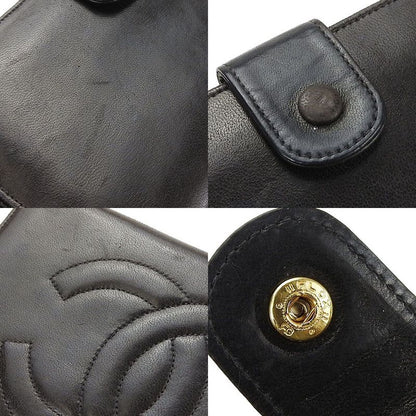 Chanel Bifold Long Wallet Gusset 3 Coco Mark Black Lambleather Leather Long