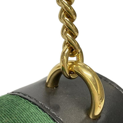 Gucci Shoulder Bag Sylvie Mini 431666 Black Green And Red Chain Shoulder Leather