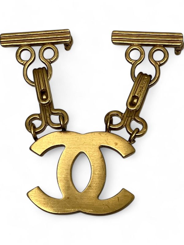 Chanel 03A Coco Mark Double Pin Brooch Gold