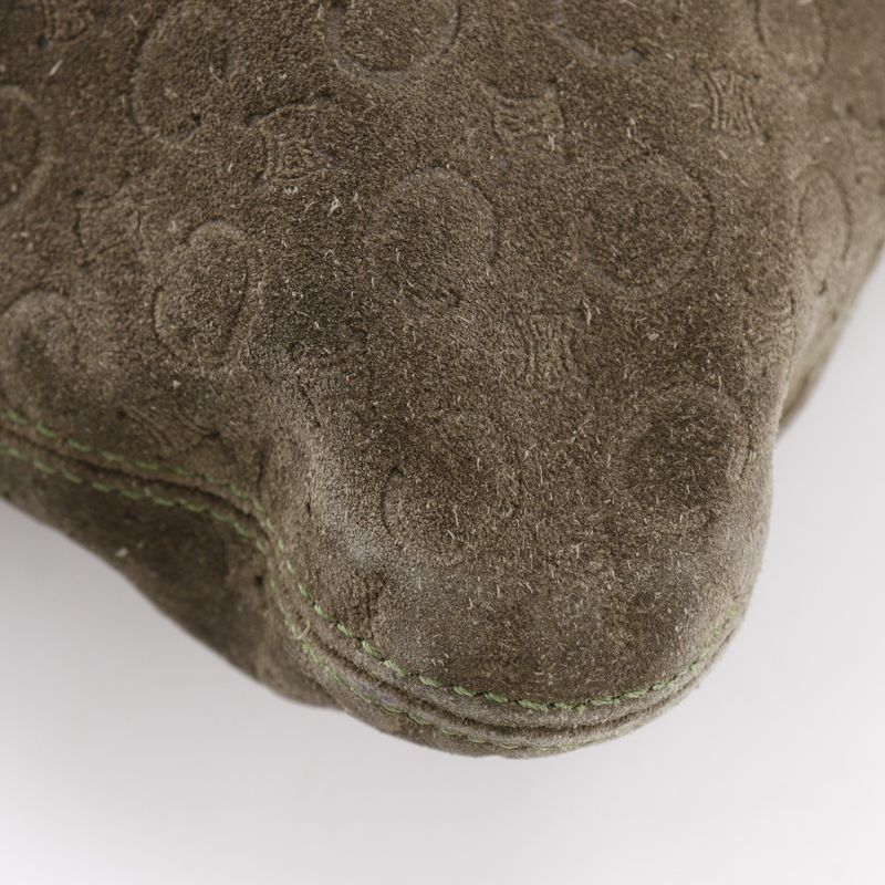 Celine C Macadam Suede Brown Women's Shoulder Bag