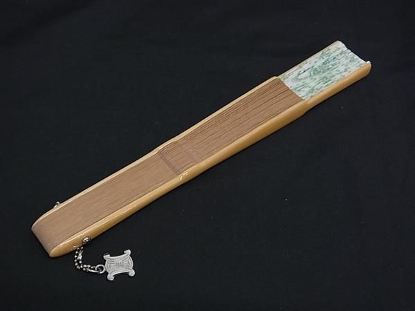 Celine Macadam Patterned Fan Folding Fan Sansu Women's Green And Brown Fg9704