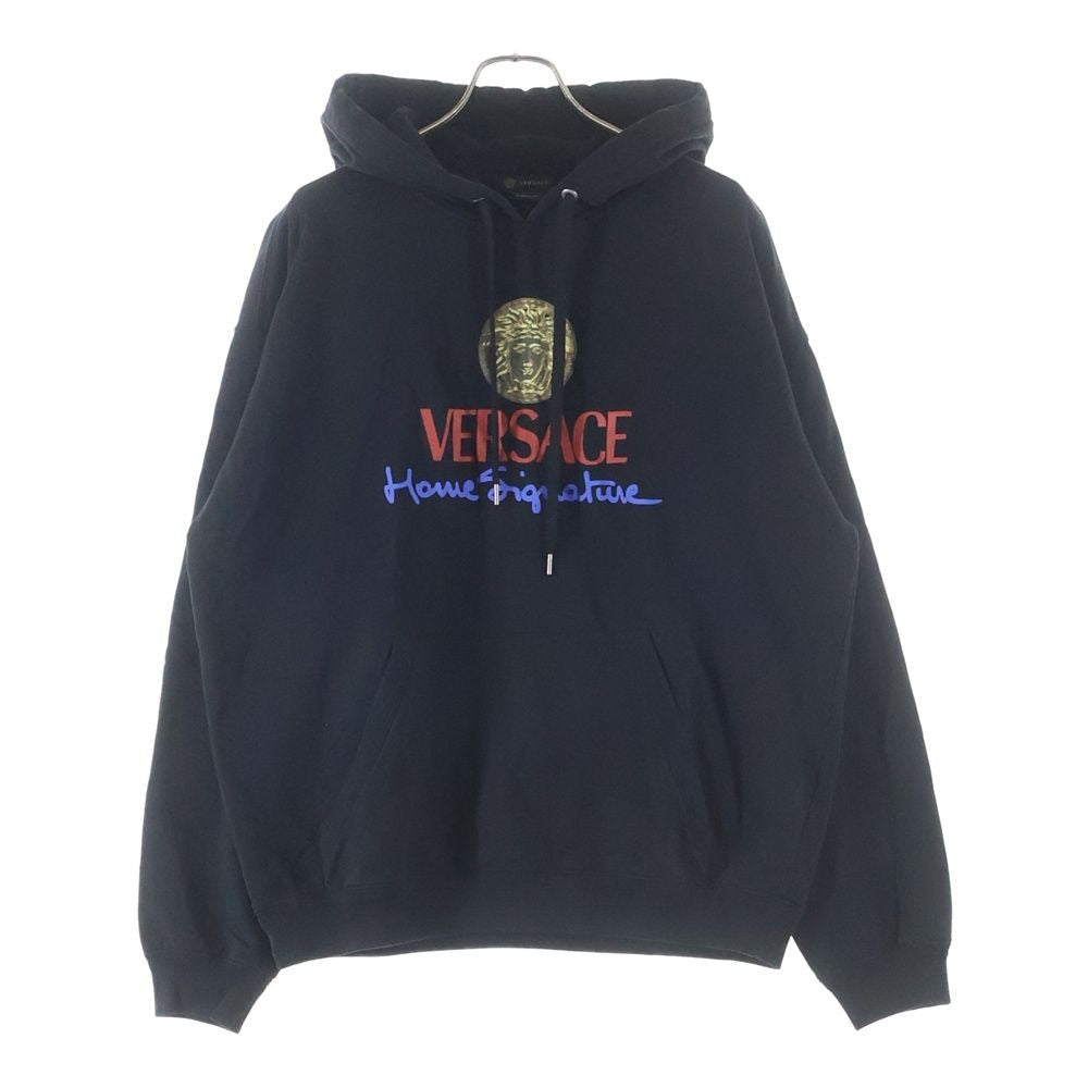 Versace Signature Medusa Logo Print Pullover Hoodie Black Sweater