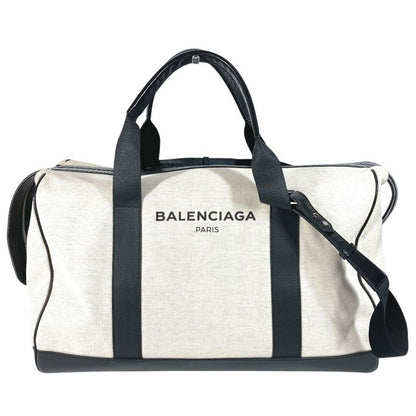 Balenciaga Boston Bag Logo Leather Canvas Black