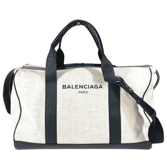Balenciaga Boston Bag Logo Leather Canvas Black