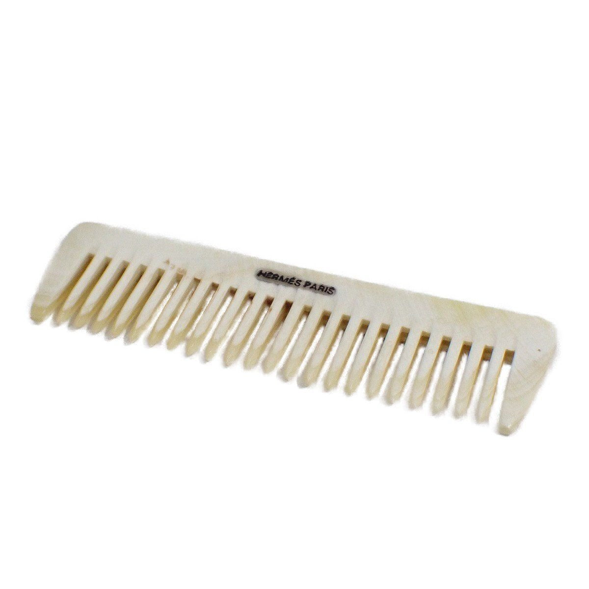 Hermes Comb Buffalo Horn Red Leather Hat Beige White