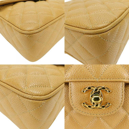Chanel Shoulder Bag Matelasse Caviar Skin Beige Gold Hardware Coco Mark 2nd