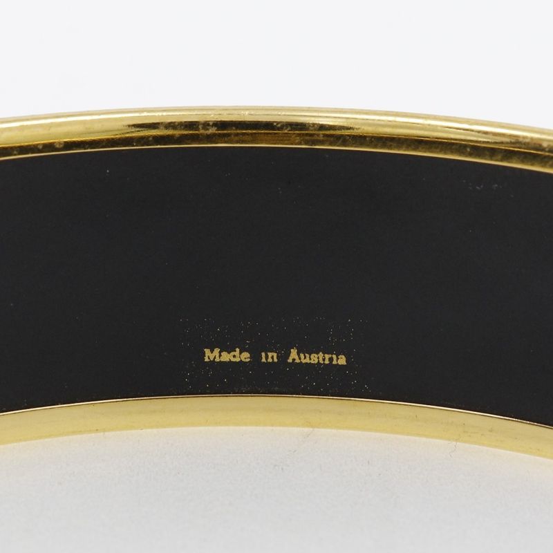 Hermes Emile GM Flag & Bird Cloisonne Gold Plated Green Ladies 35g Bangle