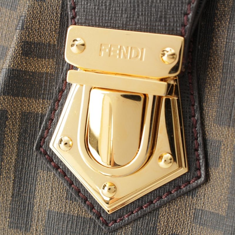 Fendi Zucca FF Logo Shoulder Bag 8bt209 Brown