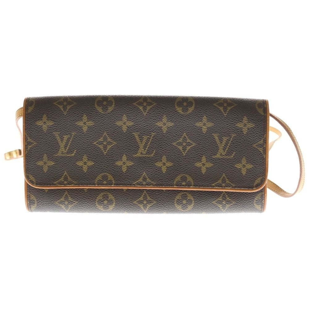 Louis Vuitton Monogram Pochette Twin GM Mini Shoulder Bag Brown Leather