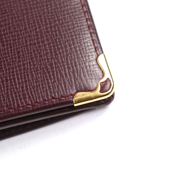 Cartier Must Line Leather Logo Engraved Bifold Long Wallet Billfold Long Wallet