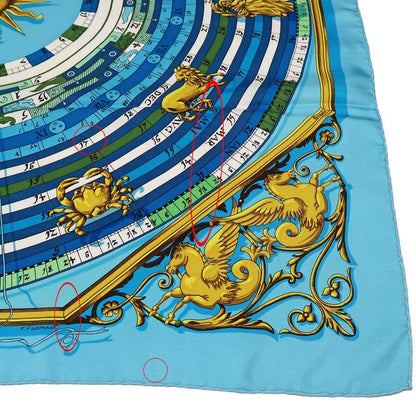 Hermes Carre 90 Scarf DIES ET HORE Astrology 100% Silk Blue - Cleaned