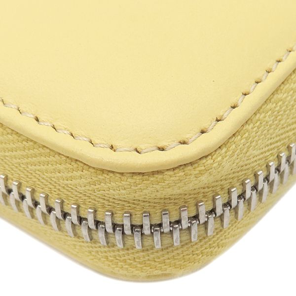 Fendi Long Wallet Robot Face Zip Around Leather Yellow Silver Hardware Round
