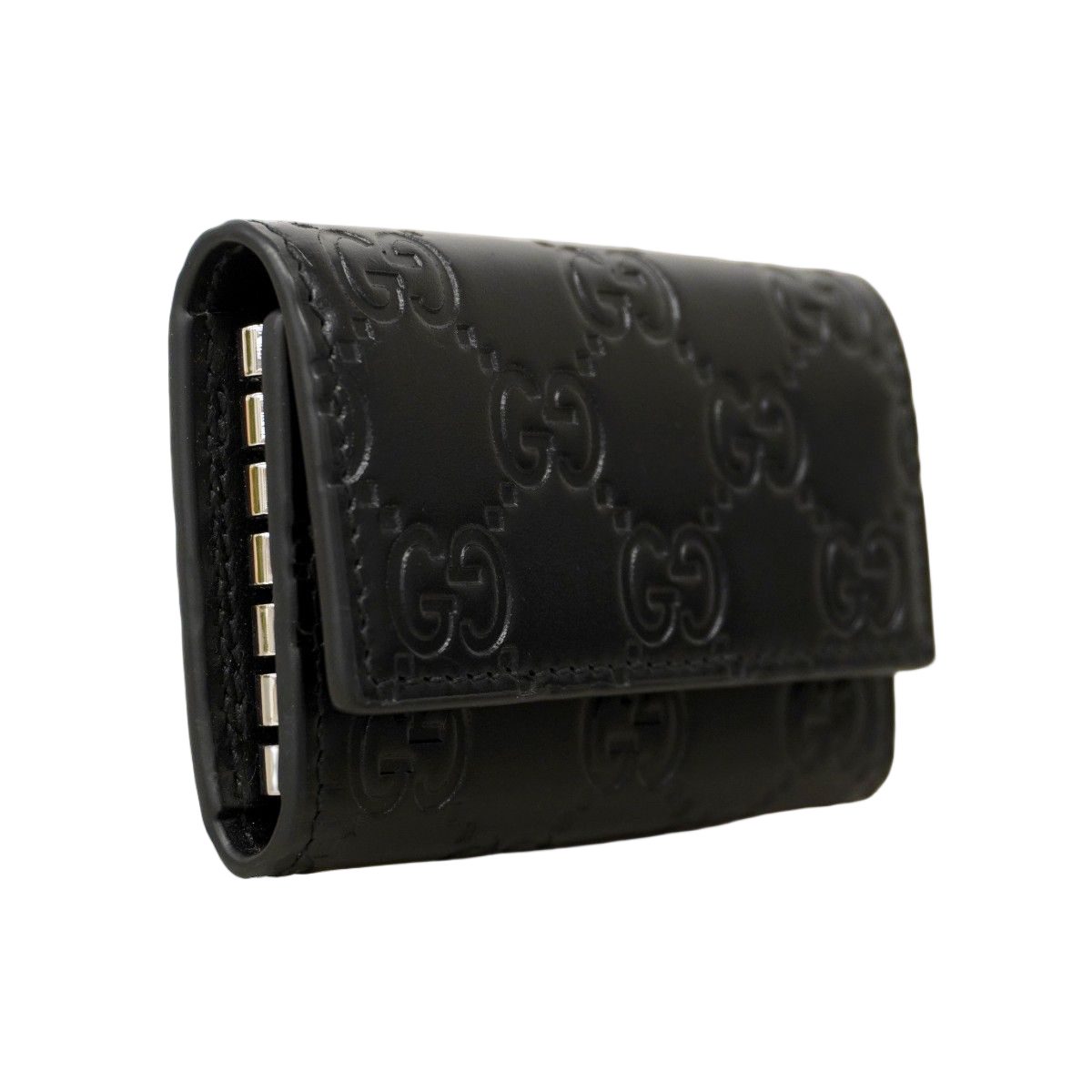 Gucci Key Case Guccissima Leather Black Silver Key Holder — view 2