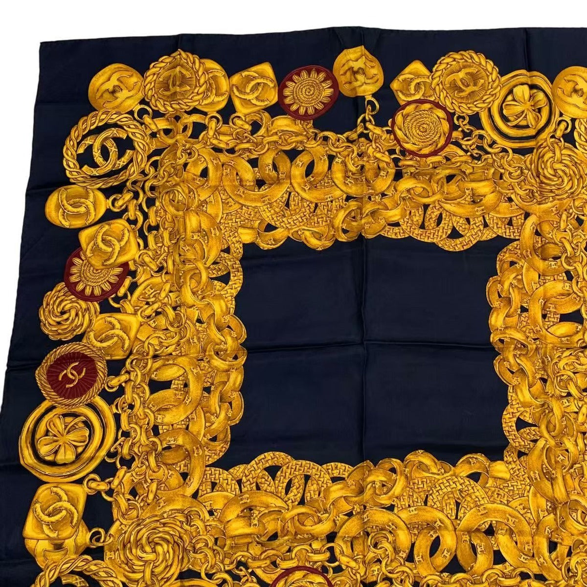 Chanel Scarf Silk CC Logo Gold Black — view 2