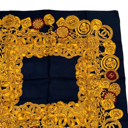 Chanel Scarf Silk CC Logo Gold Black — view 3