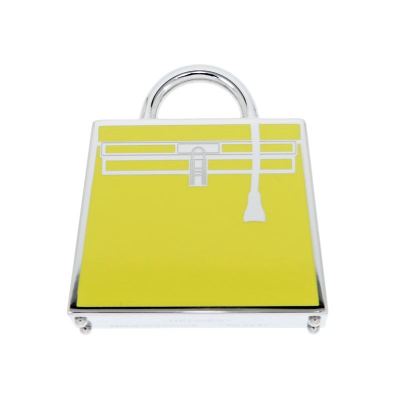 Hermes Curiosity Kelly Charm Yellow Silver Pendant Top Accessories