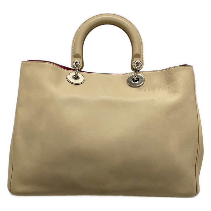 Dior/christian Dior Tote Bag Diorissimo Grey Beige Leather
