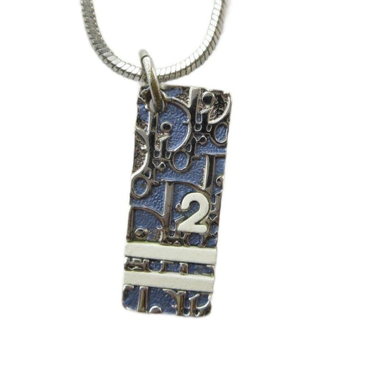 Dior Trotter Necklace Pendant Logo Silver