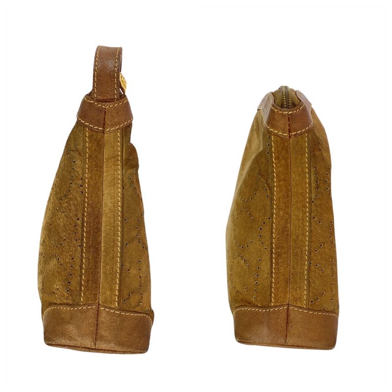 Gucci Vintage Brown Beige Gold Hardware Suede 004 113 0367 Clutch Bag Second