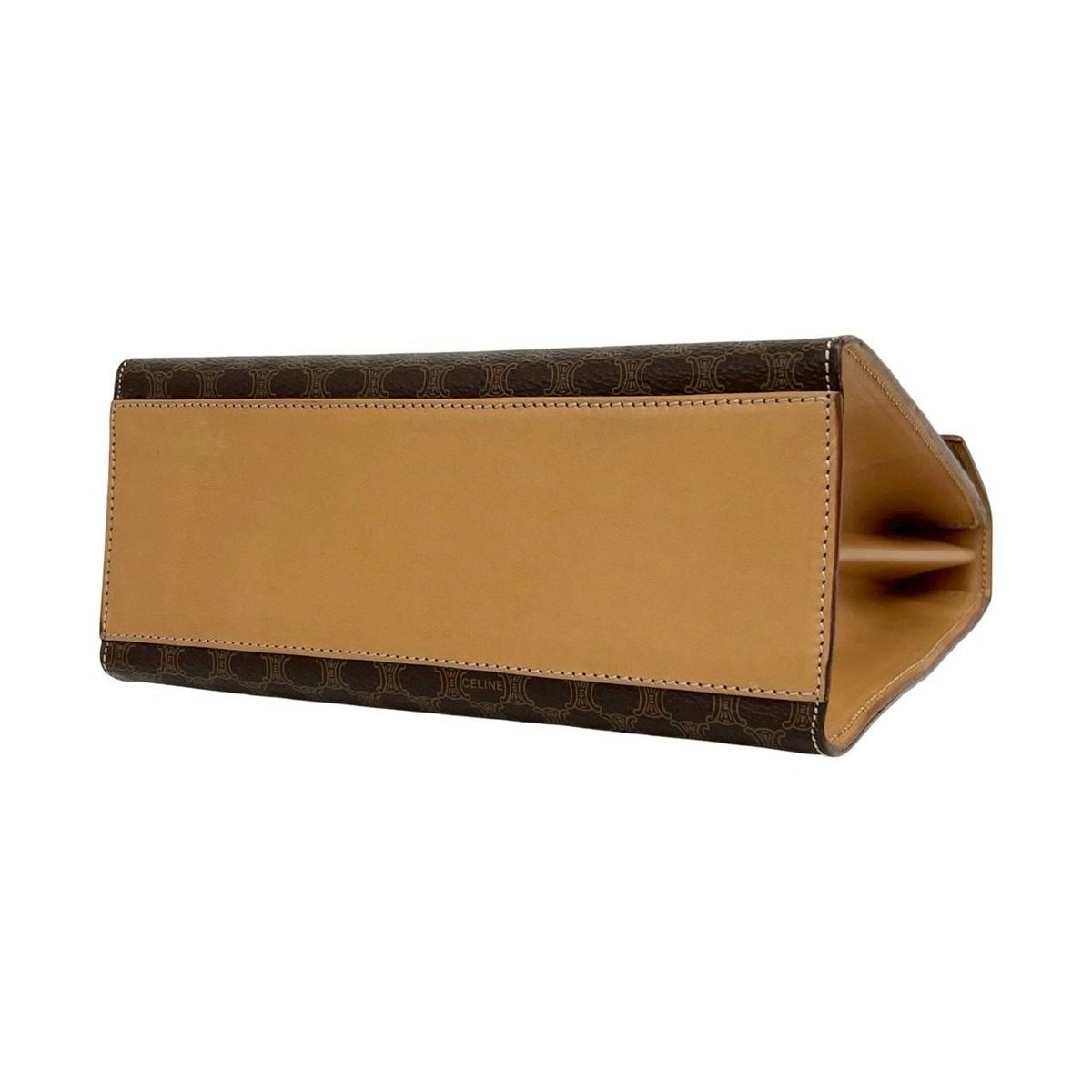 Celine Vintage Macadam Pattern Logo Ring Leather Tote Brown — view 9