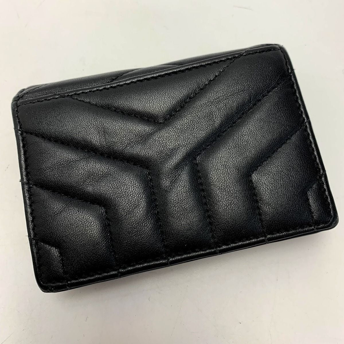 Saint Laurent(Yves Saint Laurent) Leather YSL Black Wallet Bifold Women's