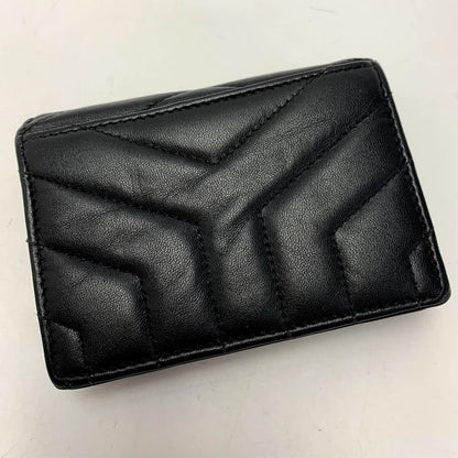 Saint Laurent(Yves Saint Laurent) Leather YSL Black Wallet Bifold Women's