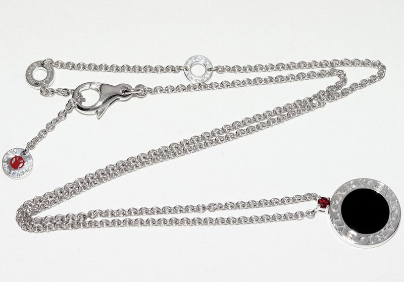 Bulgari Pendant Necklace SV Onyx 1P Ruby 1P (007ct) Save The Children Pendant