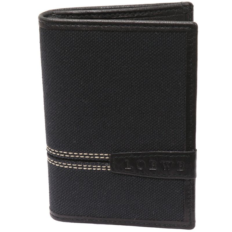 Loewe Foldable Card Case Pass Case Canvas Calf Black 060404