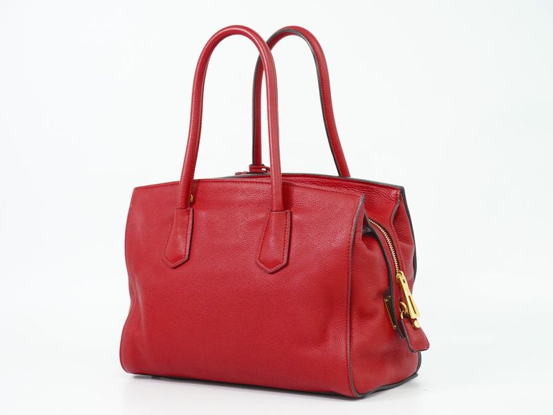 Authentic Prada Leather Tote Handbag Red Bn2769 Bag Pre-owned [follow-up