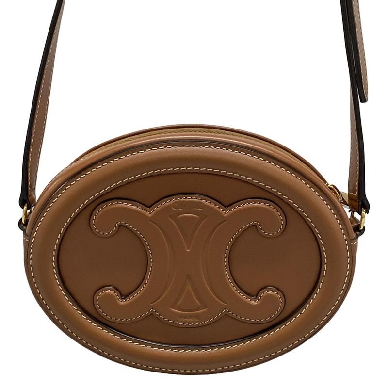 Celine Shoulder Bag Crossbody Oval Purse Cuir Triomphe Tan (brown) Mini Bag