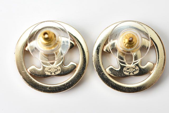 Chanel Earrings Chanel Circle Motif Logo Pearl Gold