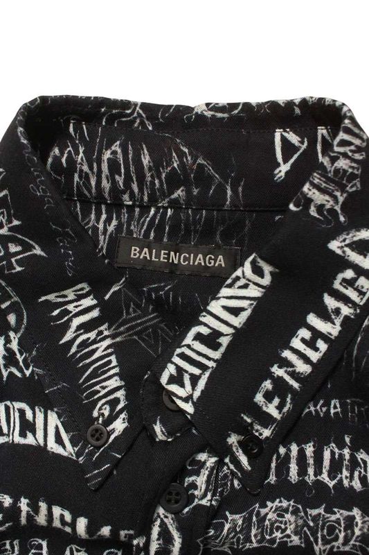 Balenciaga 662983 Tple7 Logo Print Long Sleeve Shirt Men 37