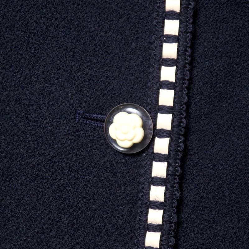 Chanel Vintage Skirt Suit Size 38 Camellia Button Chanel Suit Collarless Jacket